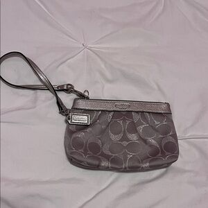 Coach Metallic Gray Wristlet
